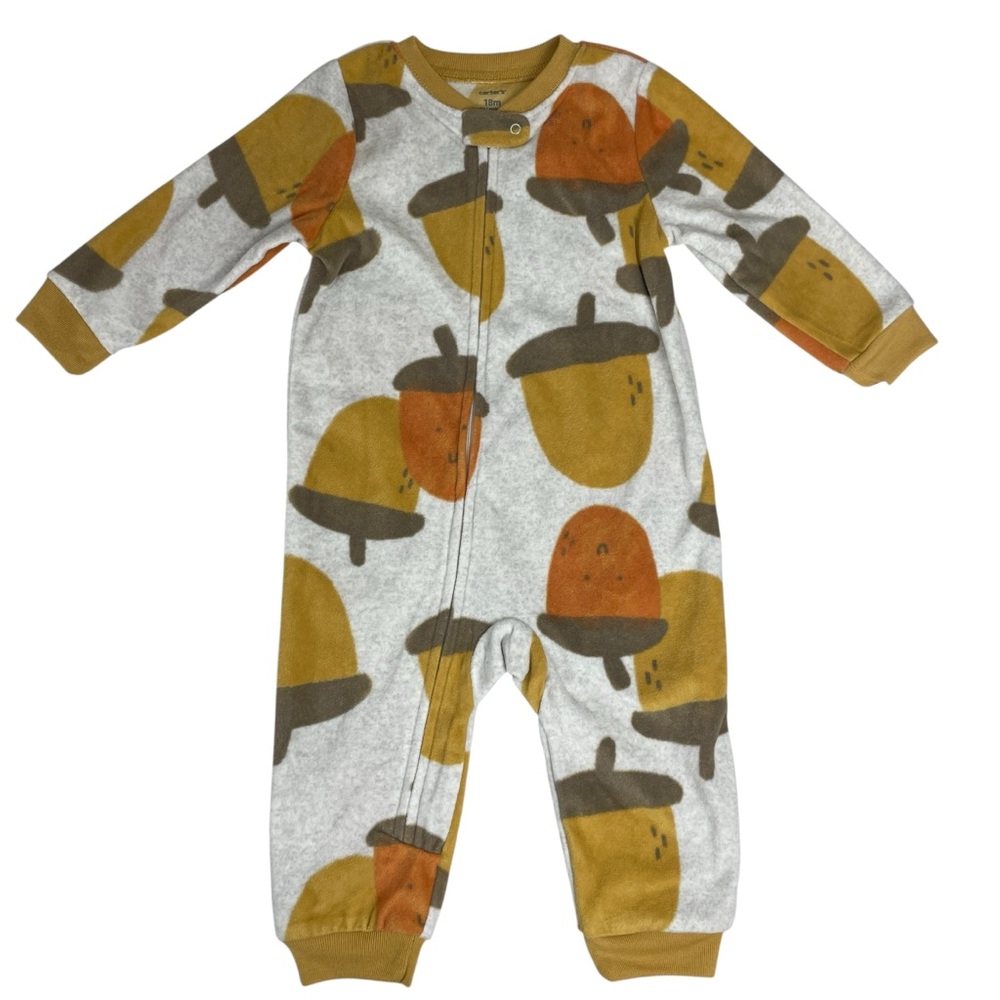 Carters Acorn Fleece Footless Full Zipper Pajamas Size 18M NWT